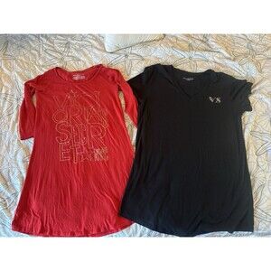 Victoria’s Secret Pajamas Sleep Shirts Bundle Red & Black Sequins Size Medium